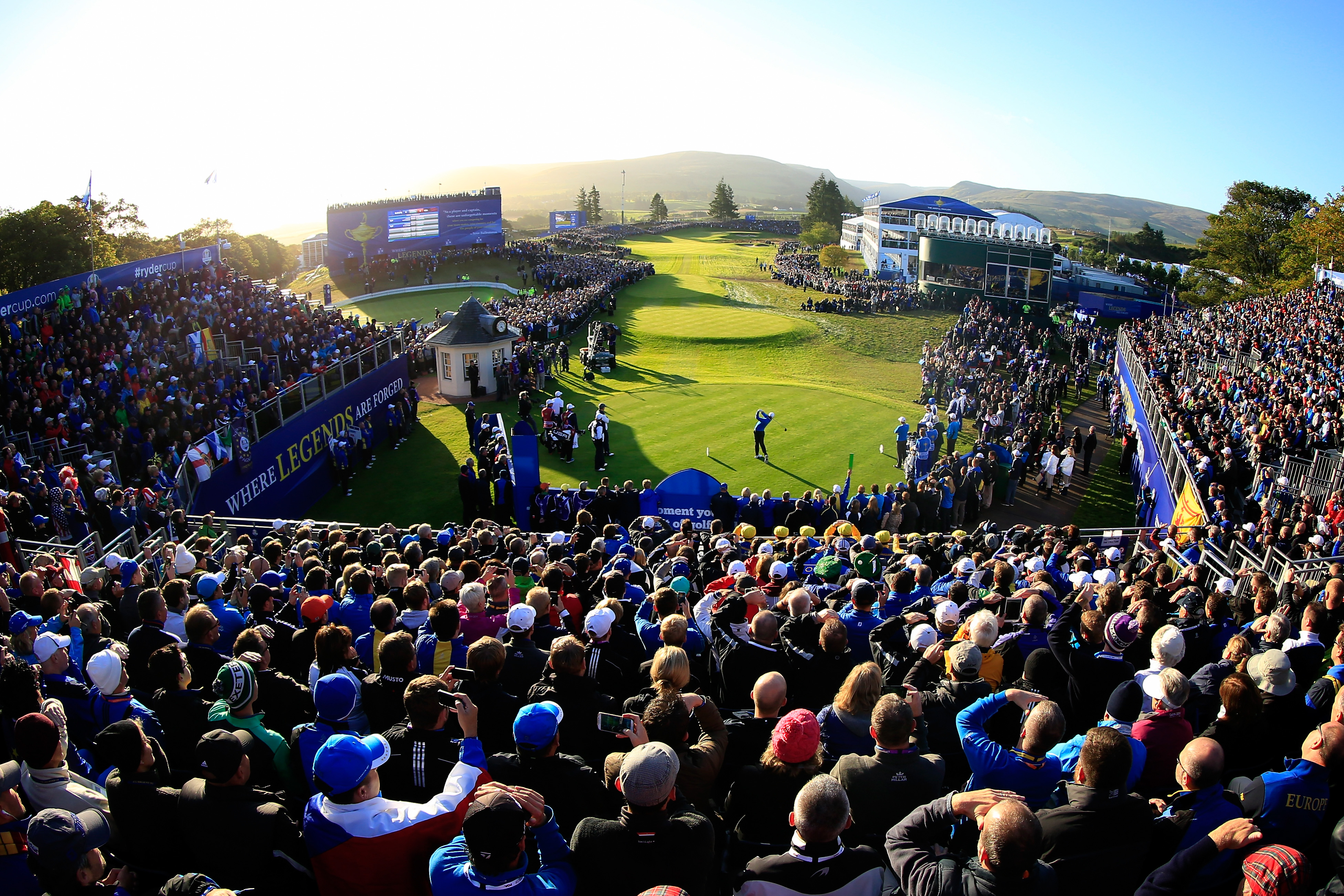 AUCHTERARDER, SCOTLAND - SEPTEMBER 26: Rory McIlroy of Europe hits his tee shot on the 1st hole during the Morning Fourballs of the 2014 Ryder Cup on the PGA Centenary course at the Gleneagles Hotel on September 26, 2014 in Auchterarder, Scotland. (Photo by Harry How/Getty Images)