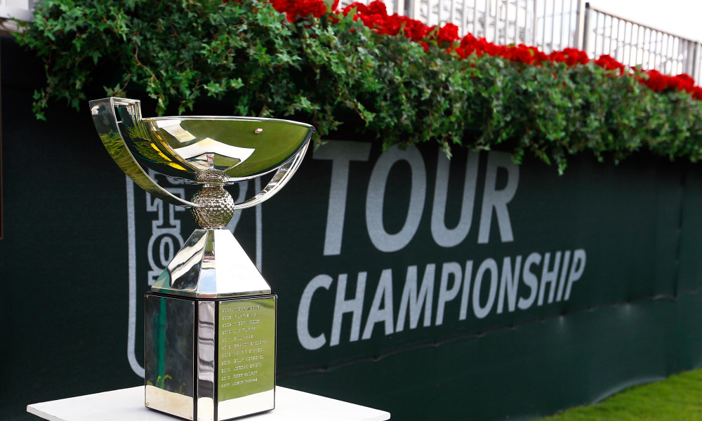 Sep 21, 2018; Atlanta, GA, USA; General view of the FedEx Cup trophy prior to the second round of the Tour Championship golf tournament at East Lake Golf Club. Mandatory Credit: Butch Dill-USA TODAY Sports